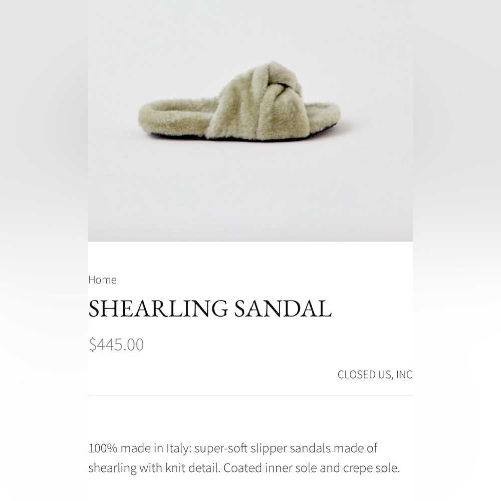 CLOSED BRAND shearling slide on Made In Italy